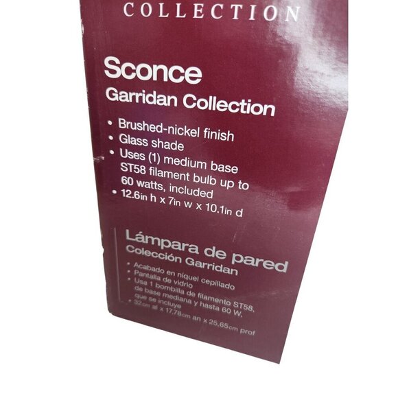 1-Light Brushed Nickel Wall Sconce with Clear Glass Shade - Picture 5 of 12